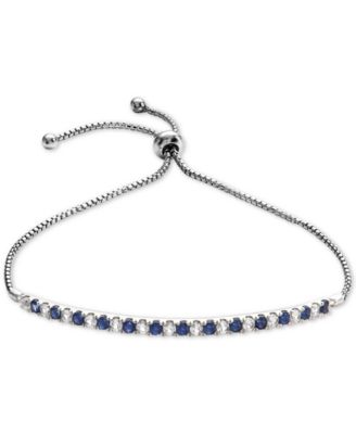 Macy's - Lab-Created Ruby (5/8 ct. t.w.) & White Sapphire (5/8 ct. t.w.) Bolo Bracelet in Sterling Silver