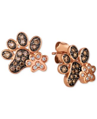 Le Vian - Nude™ & Chocolate&reg; Diamond Paw Prints Stud Earrings (3/8 ct. t.w.) in 14k Rose Gold
