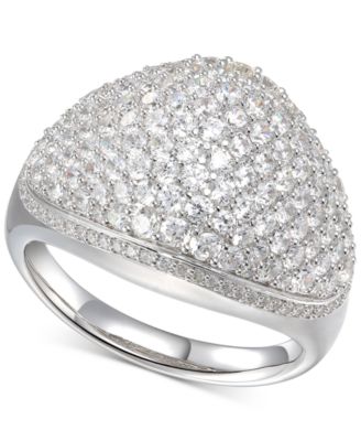 Macy's - Cubic Zirconia Baguette Cluster Halo Ring in Sterling Silver