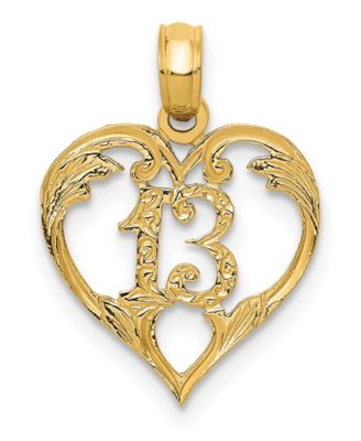 Macy's - 13 in Heart Pendant in 14k Yellow Gold