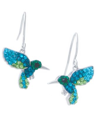 Giani Bernini - Multi Pave Crystal Hummingbird Wire Drop Earrings set in Sterling Silver