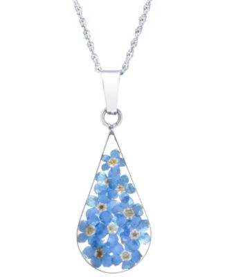 Giani Bernini - Medium Teardrop Dried Flower Pendant with 18" Chain in Sterling Silver. Available in Multi, Blue or Yellow