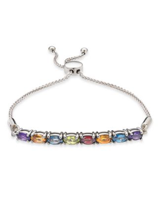 Macy's - Multi-Gemstone Bolo Bracelet (2-3/8 ct. t.w.) in Sterling Silver