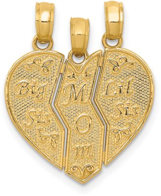 Macy's - 14k Gold Charm, Break Apart Big Sis, Mom and Lil Sis Charm
