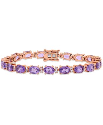 Macy's - Amethyst (14 ct. t.w.) & White Sapphire (3/5 ct. t.w.) Link Bracelet in 14k Rose Gold