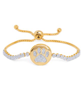 Macy's - Diamond Accent Dog Paw Adjustable Bracelet in Gold-Plate
