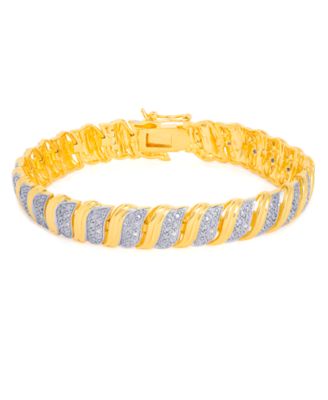 Macy's - Diamond Accent S Link Bracelet in Gold-Plate