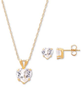 Macy's - 2-Pc. Set Amethyst Heart Pendant Necklace & Matching Stud Earrings (2-1/10 ct. t.w.) in 10k Gold (Also in White Topaz, Lab-Created Ruby & Rhodolite Garnet)