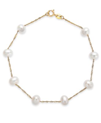 EFFY Collection - Cultured Freshwater Pearl Station Bracelet (5-1/2-6mm) in 14k Gold (Also available in 14k White Gold and 14k Rose Gold)