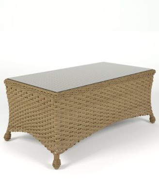 Furniture - Sorrento Woven Rectangle Coffee Table with Glass Top