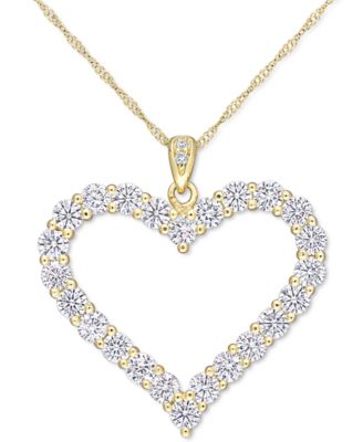 Macy's - Lab-Created Moissanite Heart 18" Pendant Necklace (2-2/5 ct. t.w.) in 18k Gold-Plated Sterling Silver