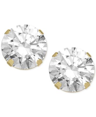 Macy's - Cubic Zirconia Round Stud Earrings in 14k Gold or 14k White Gold