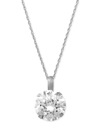 Macy's - Cubic Zirconia Round Pendant Necklace in 14k Gold or 14k White Gold