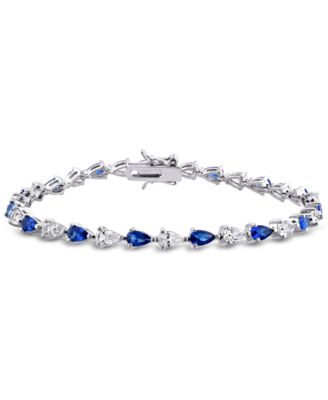 Macy's - Lab-Created Blue Sapphire (5-1/4 ct. t.w.) & Lab-Created White Sapphire (5-1/4 ct. t.w.) Link Bracelet in Sterling Silver