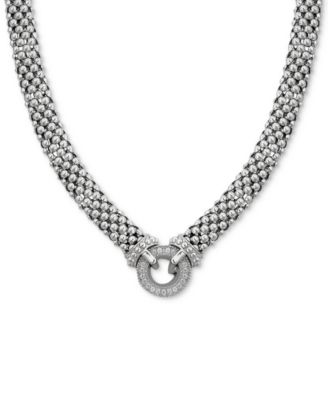 Macy's - Diamond Circle Mesh 17" Statement Necklace (1/3 ct. t.w.) in Sterling Silver