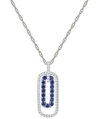 Macy's - Lab-Created Emerald (1/3 ct. t.w.) & Lab-Created White Sapphire (1/4 ct. t.w.) 18" Pendant Necklace in Sterling Silver (Also in Lab-Created Ruby & Lab-Created Sapphire)