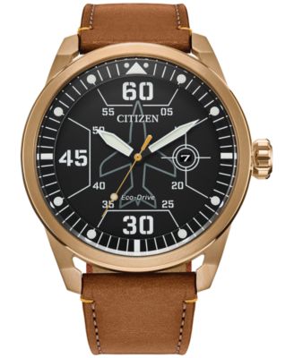 Citizen - Eco-Drive Men's Avion Weekender Brown Leather Strap Watch 45mm