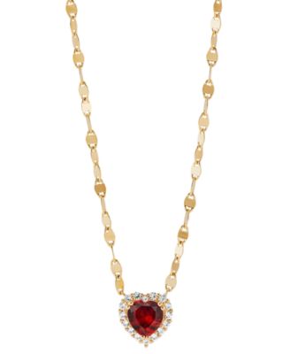 Macy's - Lab-Created Pink Sapphire (1-1/2 ct. t.w.) & Lab-Created White Sapphire (1/4 ct. t.w.) Heart Pendant Necklace in 14k Gold-Plated Sterling Silver, 16" + 2" extender (Also in Lab-Created Ruby)