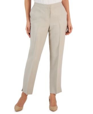 Kasper - Women's Linen-Blend Elastic-Back Straight-Leg Pants
