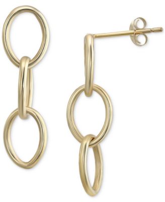 Macy's - Polished Triple Oval Link Drop Earrings in 10k Gold