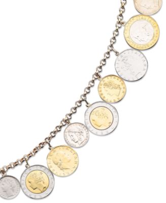 Italian Gold - Vermeil Bracelet, Lira Coins Charm Bracelet