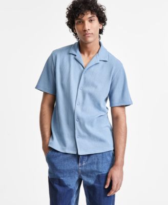 Sun + Stone - Men's Waffle-Knit Button-Down Shirt