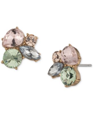 Givenchy - Gold-Tone Mixed Crystal Cluster Stud Earrings