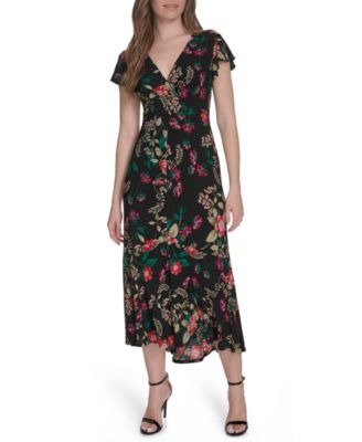 Tommy Hilfiger - Women's Jersey Printed Flutter-Sleeve  Midi Dress