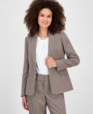 Kasper - Houndstooth Single-Button-Front Jacket, Regular & Petite