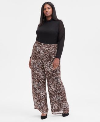 I.N.C. International Concepts - Plus Size Printed Crinkle Chiffon Wide-Leg Pants