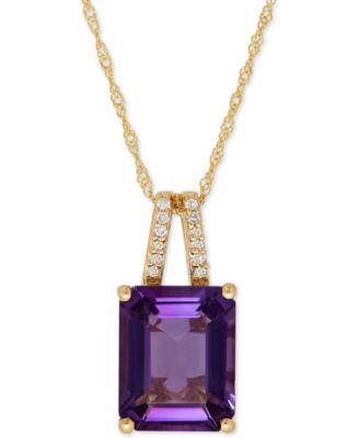 Macy's - Amethyst (2-9/10 ct. t.w.) and Diamond Accent Pendant Necklace in 14k Gold (Also Available in London Blue Topaz)