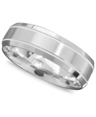 Macy's - Men's 14k White Gold Ring, Engraved 6mm Band (Size 6-13)