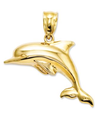 Macy's - 14k Gold Charm, Polished 3D Dolphin Charm