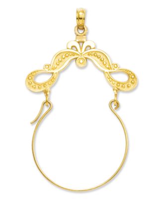 Macy's - 14k Gold Charm Holder, Polished Ribbon Decorated Charm Holder