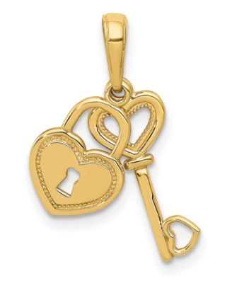 Macy's - Key and Heart Shaped Lock Pendant in 14k Yellow Gold