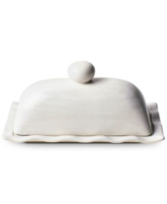 Coton Colors - Signature White Ruffle Domed Butter Dish