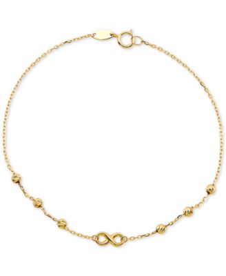 Macy's - Diamond Infinity & Textured Bead Link Bracelet in 10k Gold