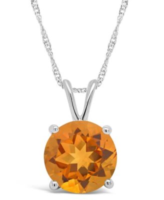 Macy's - Gemstone Pendant Necklace in Sterling Silver. Available in Citrine, Sky Blue Topaz, Rose Quartz and Amethyst