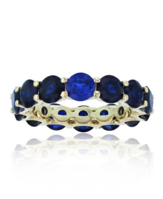 Macy's - Created Blue Spinel Eternity Band in 14k Yellow Gold Plated Sterling Silver
