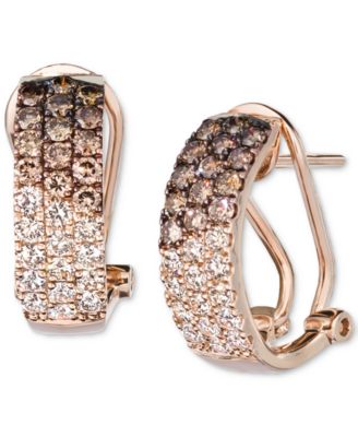 Le Vian - Ombr&eacute; Chocolate Diamond & Nude Diamond (1-1/4 ct. t.w.) Omega Hoop Earrings in 14k Rose Gold