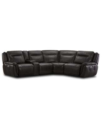 Best Master Furniture - Lenardo 5-Pc. Leather Sectional with 3 Power Motion Recliners and Console
