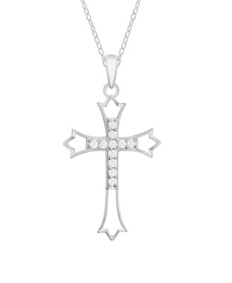Macy's - Diamond Cross Pendant Necklace (1/10 ct. t.w.) In Sterling Silver