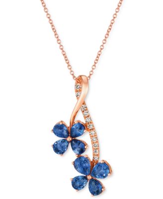 Le Vian - Blueberry Sapphire (1-1/2 ct. t.w.) & Nude Diamond (1/10 ct. t.w.) Flower 18" Pendant Necklace in 14k Rose Gold