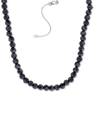 Macy's - Black Spinel Rondelle Bead Statement Necklace (58-1/8 ct. t.w.) in Sterling Silver, 16" + 2" extender