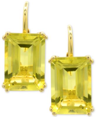 Macy's - Lime Quartz Leverback Drop Earrings (12-5/8 ct. t.w.) in 14k Gold-Plated Sterling Silver (Also in White Quartz & Prasiolite)