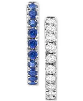 Macy's - Lab-Created Blue Sapphire (1/2 ct. t.w.) & White Sapphire (1/4 ct. t.w.) Reversible Small Hoop Earrings (Also in Lab-Created Ruby and Lab-Created Emerald), 0.625"