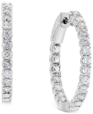 Macy's - Diamond Inside Out Hoop Earrings (1-1/2 ct. t.w.) in 14k White Gold