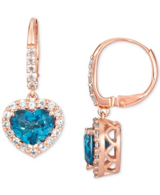 Le Vian - Deep Sea Blue Topaz (3 ct. t.w.) & Vanilla Topaz (5/8 ct.t .w.) Leverback Drop Earrings in 14k Rose Gold