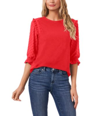 CeCe - Ruffle Mixed-Media Top