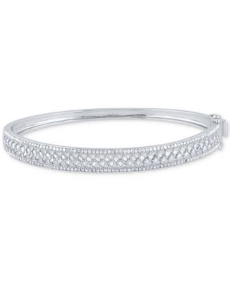 Macy's - Diamond Round & Baguette Bangle Bracelet (1 ct. t.w.) in 14k White Gold
